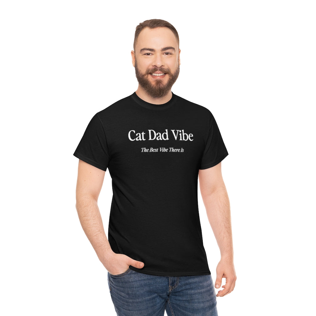 Man wearing Bloire Black T-shirt with print Cat Dad Vibe